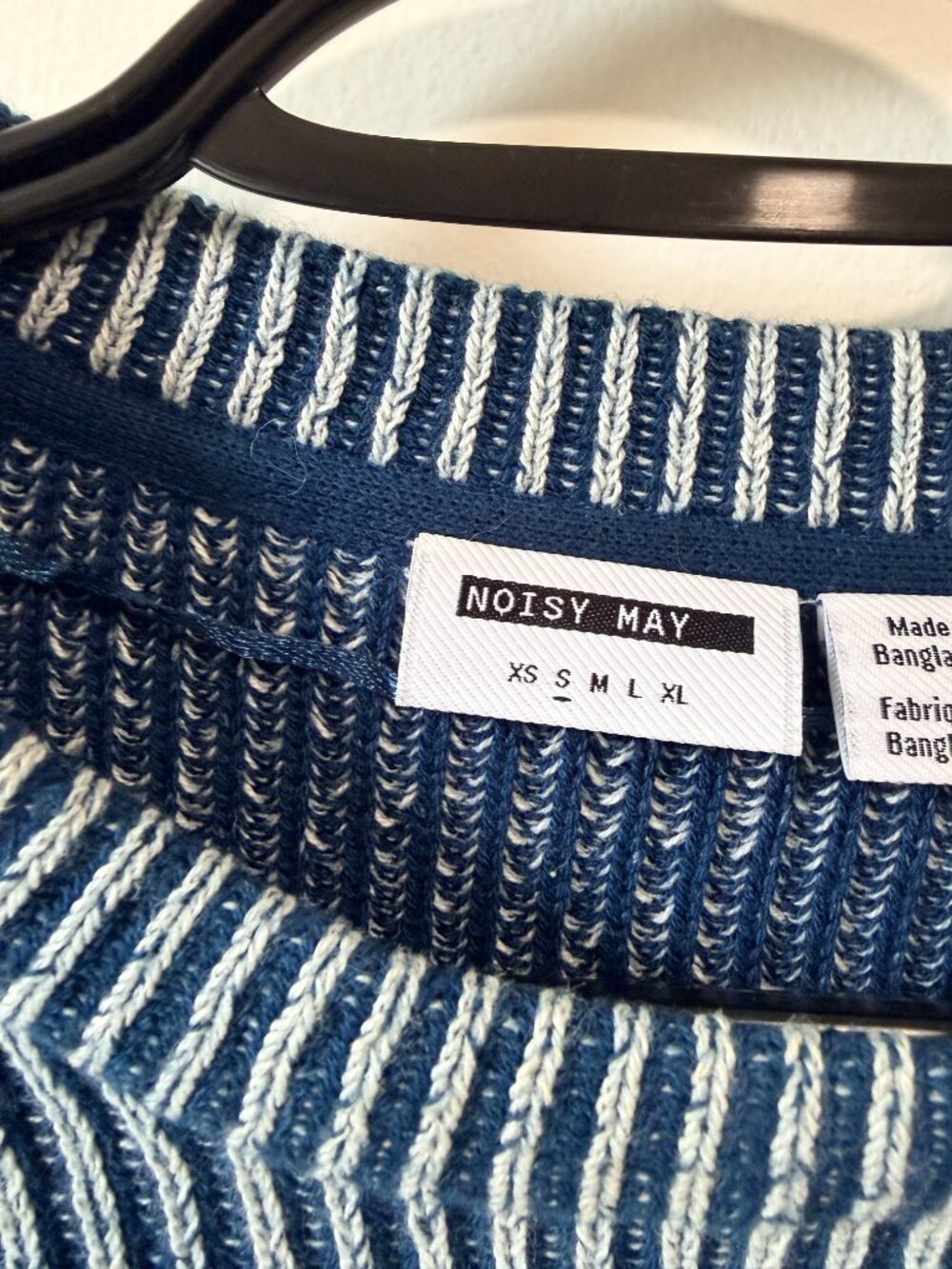 Noisy May Blue & White Cropped Ribbed Sweater – Size S - Picture 5 of 5